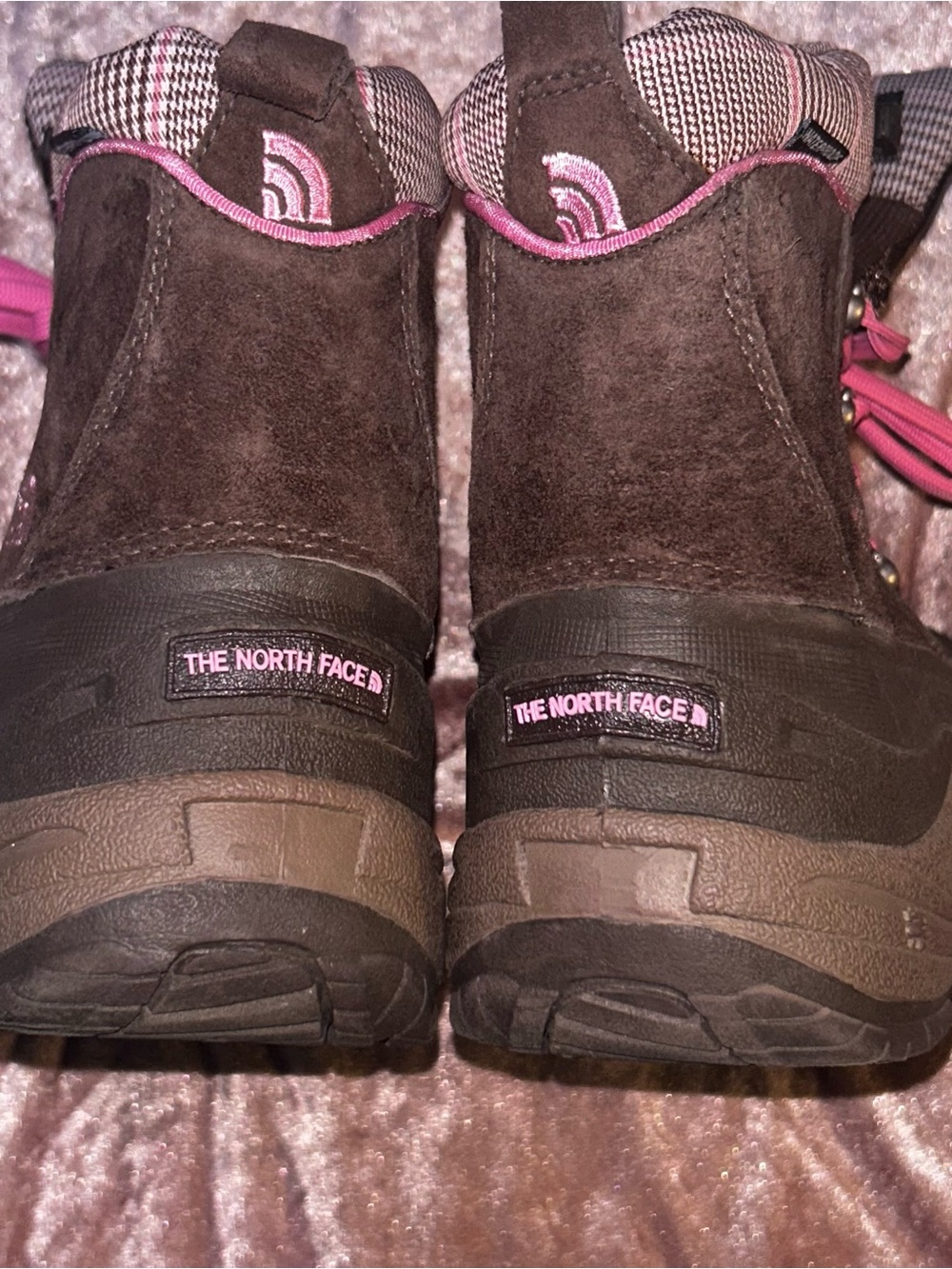 The North Face Brown Winter Boots with Pink Laces girls size 7 - Picture 16 of 16